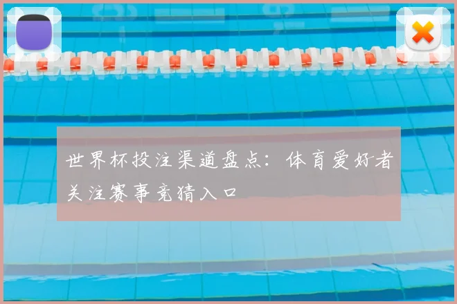 世界杯投注渠道盘点:体育爱好者关注赛事竞猜入口